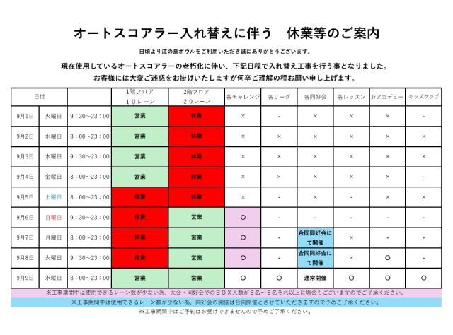 コンピューター入れ替えに伴う営業に関してのご案内です。