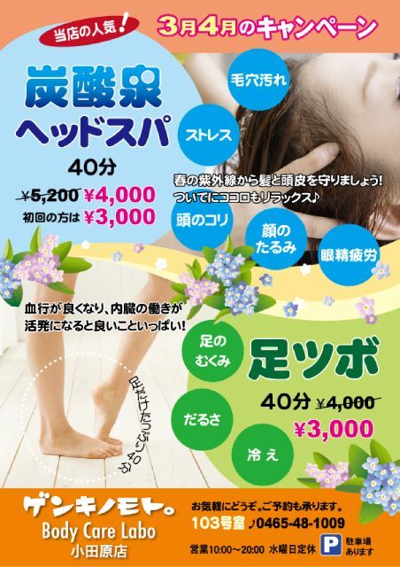 3月・4月のキャンペーン♪